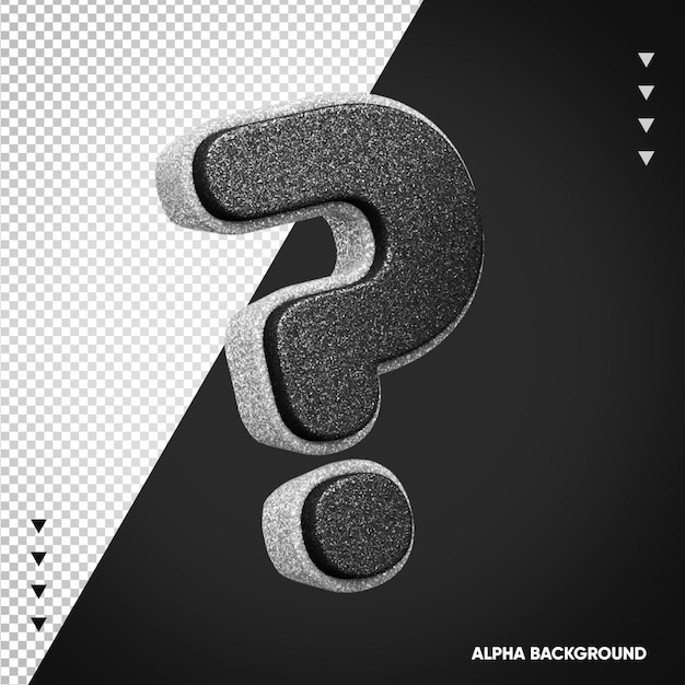 Free PSD 3d alphabet question mark white with black