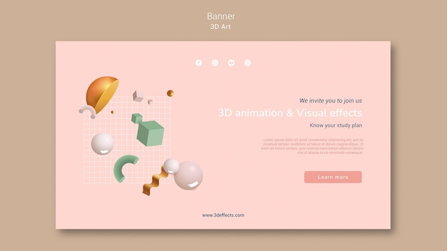 3d art banner template