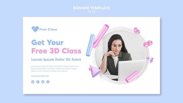 3d art class banner template