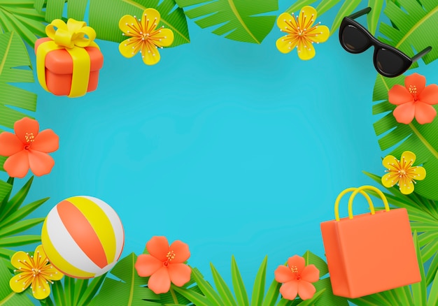 Free PSD 3d background for summertime with essentials