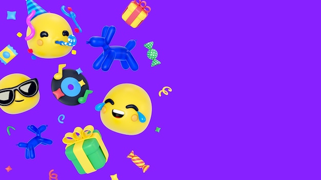 Free PSD 3d background with emojis