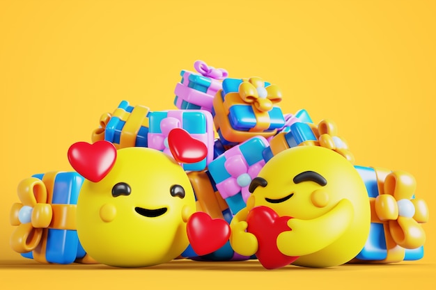 Free PSD 3d background with modern emojis