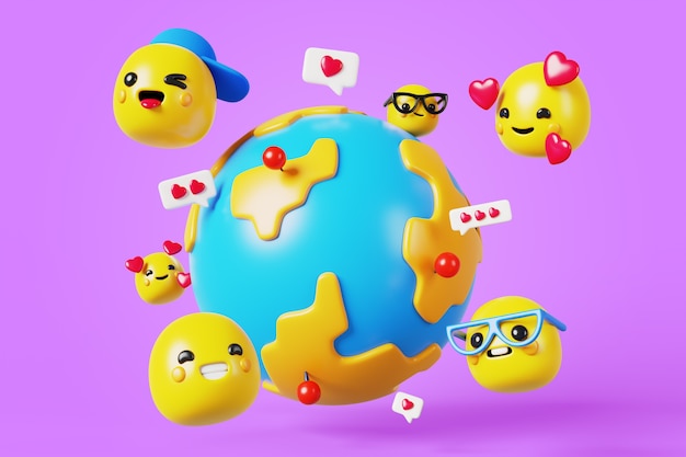 Free PSD 3d background with modern emojis