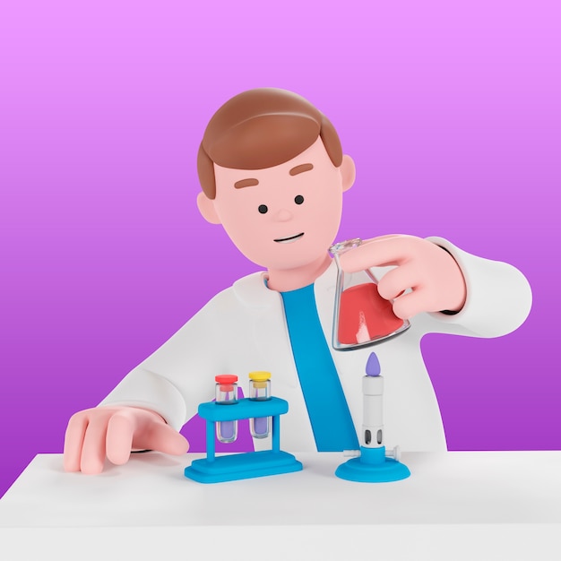 Free PSD 3d background with scientist experimenting in laboratory