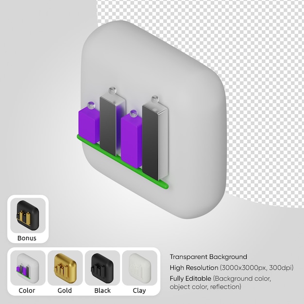 Free PSD 3d bar chart icon isometric