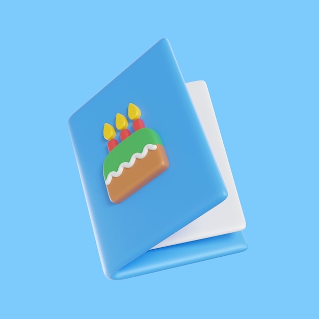 3d birthday icon with book