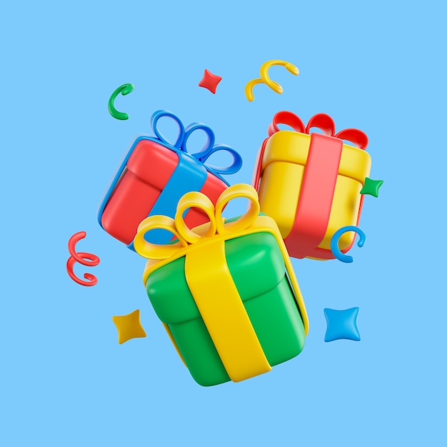 3d birthday icon with presents