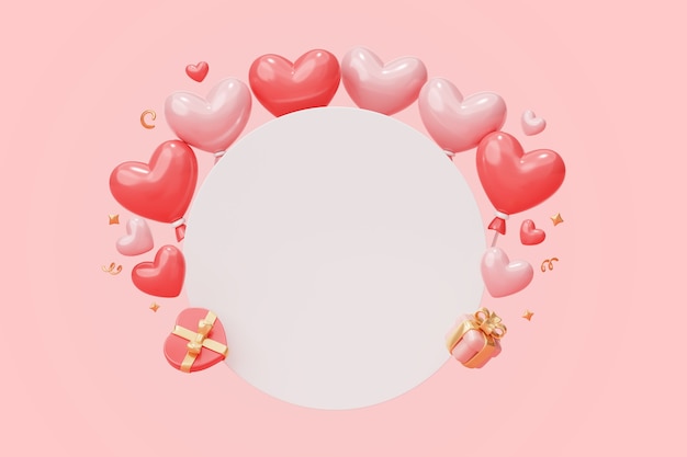 Free PSD 3d blank banner background for valentines day