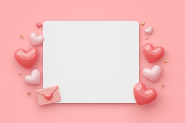 Free PSD 3d blank banner background for valentines day