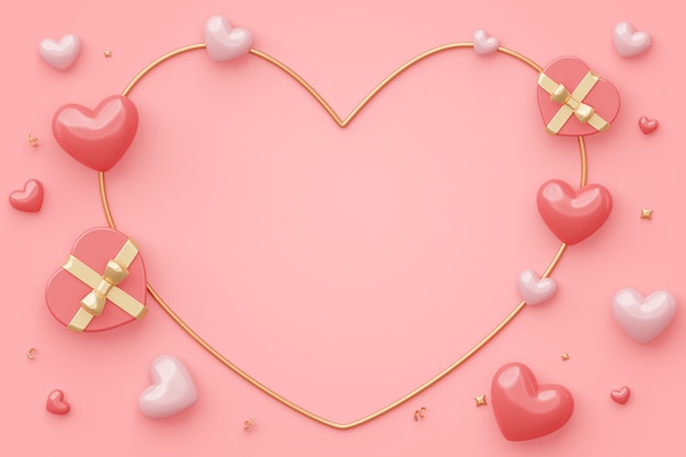 Free PSD 3d blank banner background for valentines day