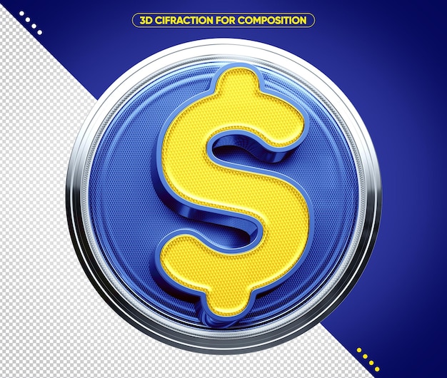 3d blue cipher icon for sales