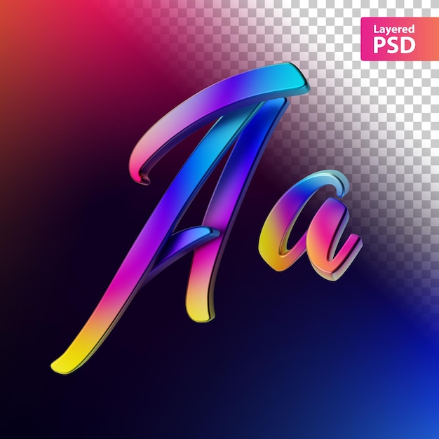 3d calligraphic rainbow color letter