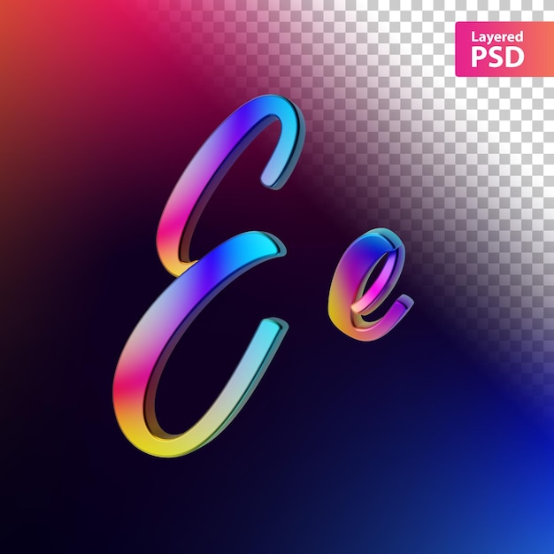 Free PSD 3d calligraphic rainbow color letter