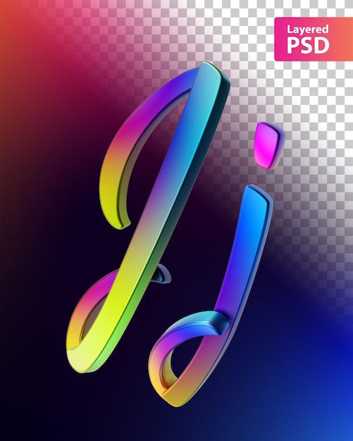 Free PSD 3d calligraphic rainbow color letter