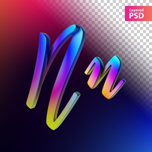 Free PSD 3d calligraphic rainbow color letter