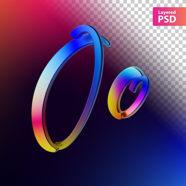 Free PSD 3d calligraphic rainbow color letter