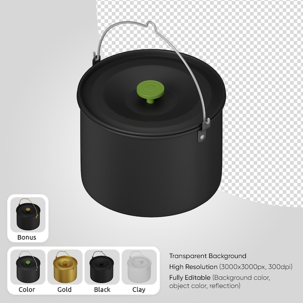 Free PSD 3d camping pot