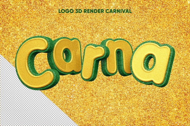 Free PSD 3d carna logo with yellow and green glitter texture