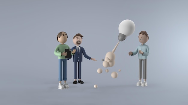 Free PSD 3d cartoon men illustration