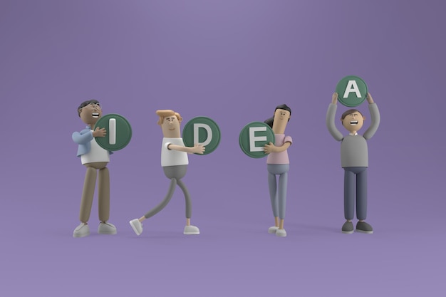 Free PSD 3d character business people with new ideas looking for financial support and opportunities