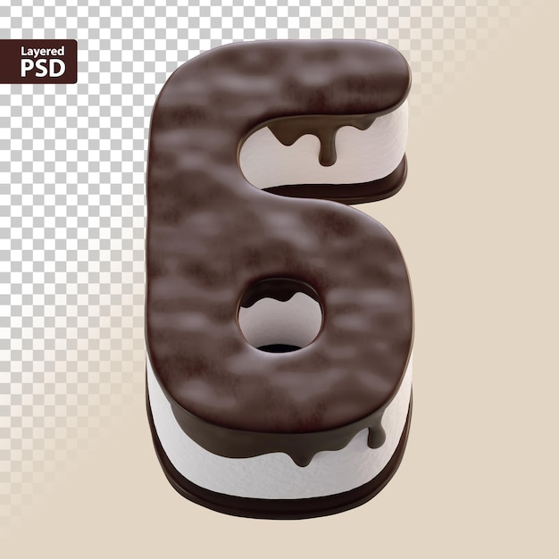 Free PSD 3d chocolate cake number six