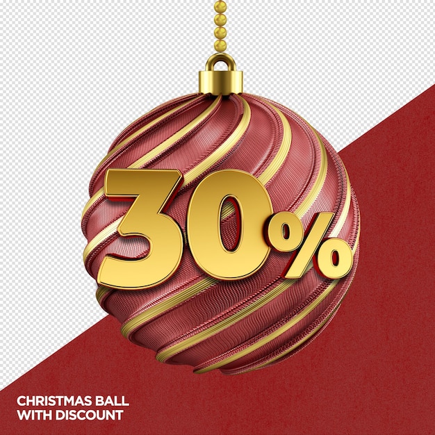 Free PSD 3d christmas ball with percentage for compositions