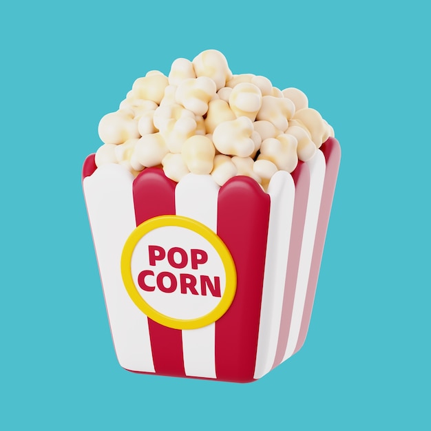 Free PSD 3d cinema icon illustration with popcorn