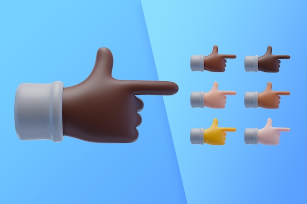 Free PSD 3d collection with hands pointing index finger to side