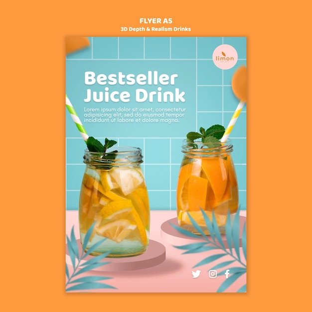 3d depth and realism drinks flyer template