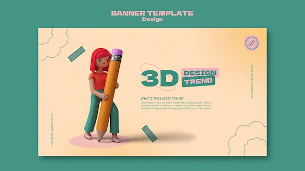 Free PSD 3d design horizontal banner template