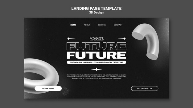 Free PSD 3d design landing page