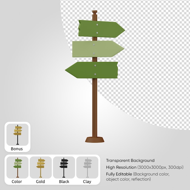 3d directional road sign