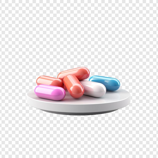 3d drug health tablet isolated on transparent background