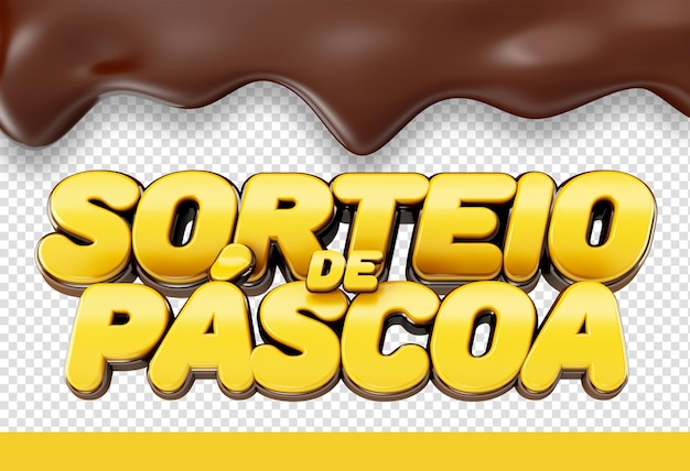 Free PSD 3d easter logo with melted chocolate texture pascoa in brazil