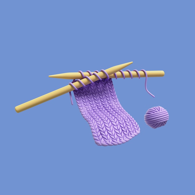 Free PSD 3d elderly icon with knitting kit