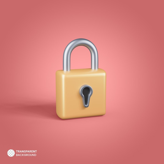 Free PSD 3d floating element padlock icon illustration