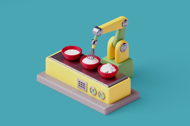 Free PSD 3d food manufacturing illustration