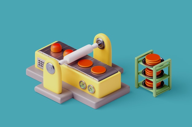 Free PSD 3d food manufacturing illustration