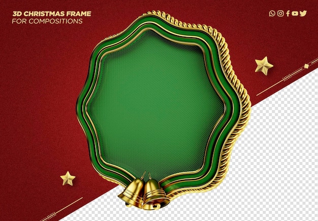 Free PSD 3d frame christmas decoration for compositions