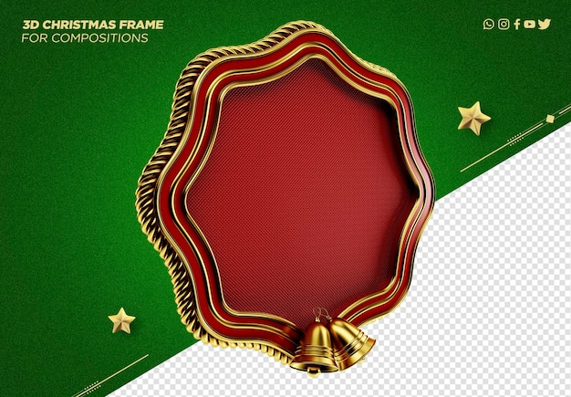 Free PSD 3d frame christmas decoration for compositions