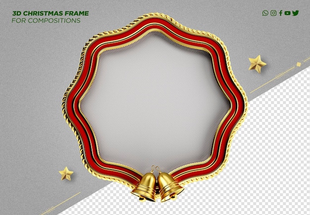 Free PSD 3d frame christmas decoration for compositions