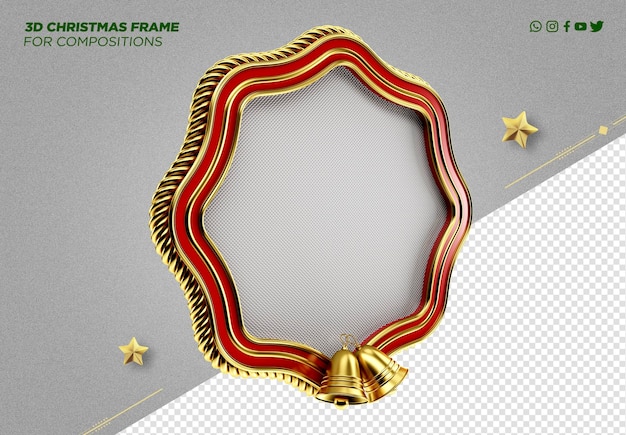 Free PSD 3d frame christmas decoration for compositions