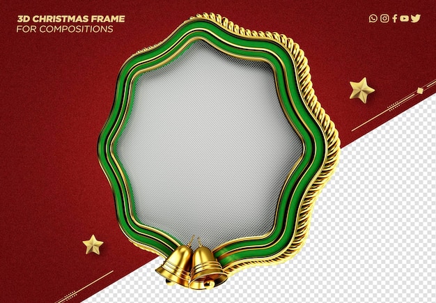 Free PSD 3d frame christmas decoration for compositions