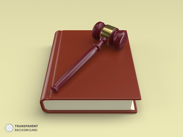 Free PSD 3d gavel placed on books icon isolated