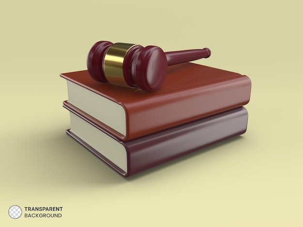 Free PSD 3d gavel placed on books icon isolated