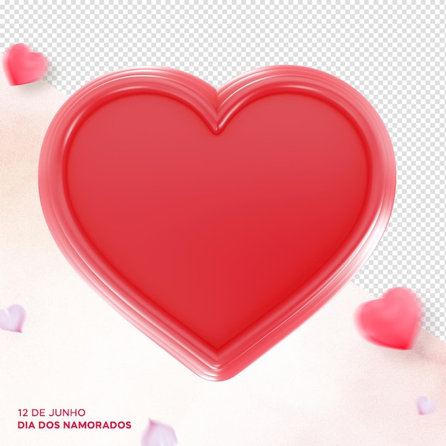 Free PSD 3d heart render isolated for valentine's day composition