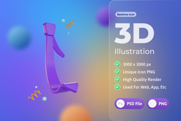 Free PSD 3d icon business, tie