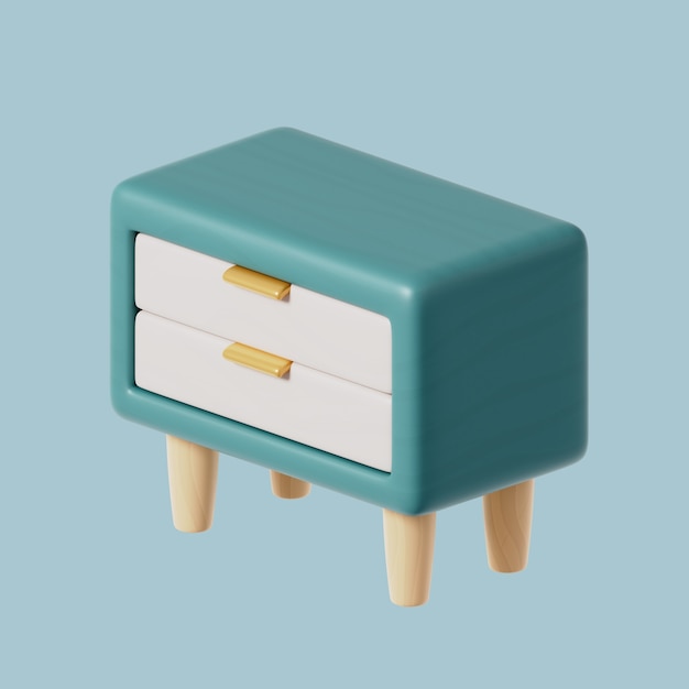 Free PSD 3d icon of furniture with nightstand