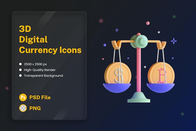 Free PSD 3d icon illustration cryptocurrency digital stable coin