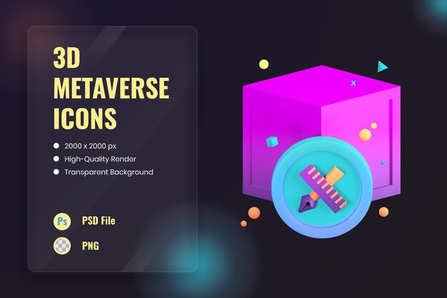 3D Icon Illustration Cube Model Dimension